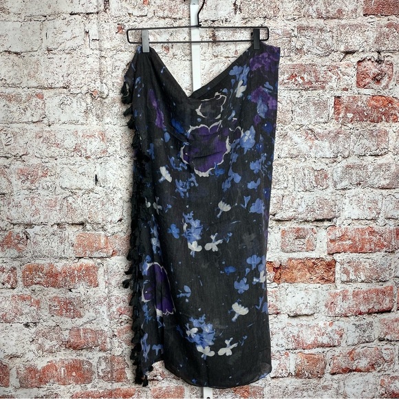 Peter Som Dream Floral Fringe Sarong Wrap Cover Up New - Picture 3 of 6